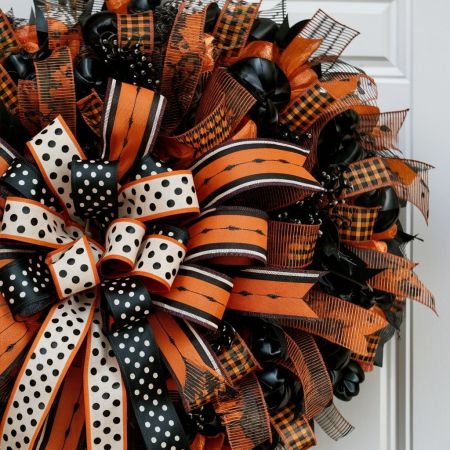 Halloween Theme Ribbon Wreath